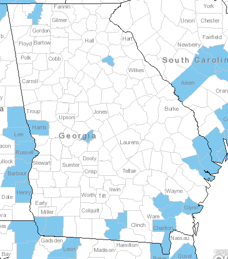 The Georgia range of Alternanthera philoxeroides